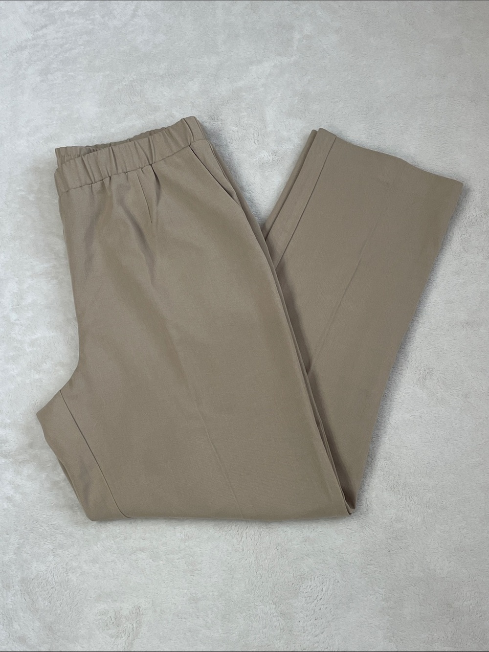 Allison Daley Classic Pull-On Comfort Waist Straight Leg Pants - Beige